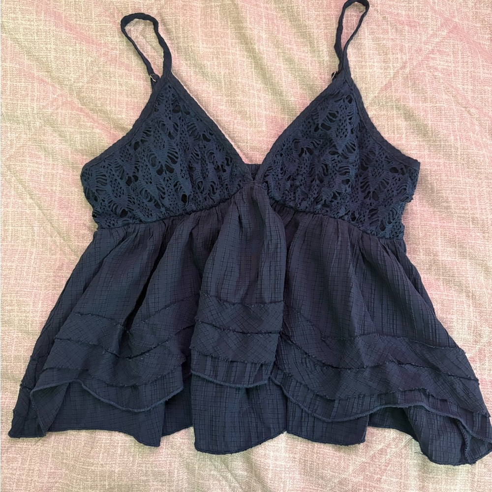 Elegant Navy Lace Women’s Top